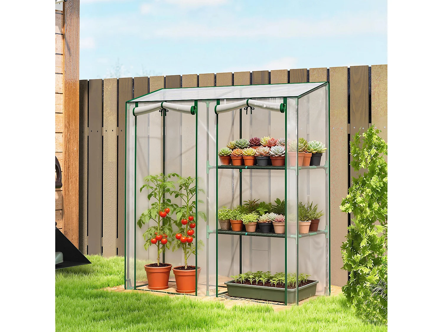 Serra verticale a 2 sezioni con 3 ripiani 143x45x151 cm