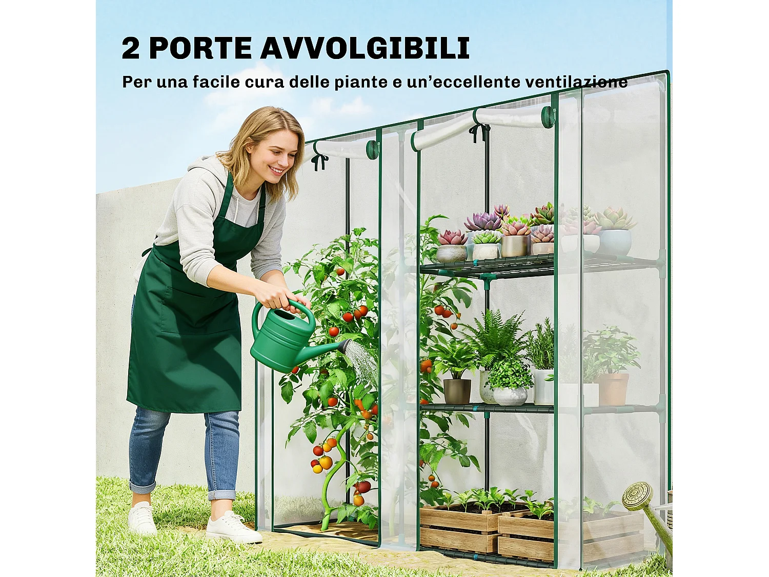 Serra verticale a 2 sezioni con 3 ripiani 143x45x151 cm