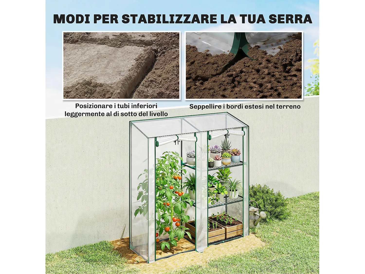 Serra verticale a 2 sezioni con 3 ripiani 143x45x151 cm