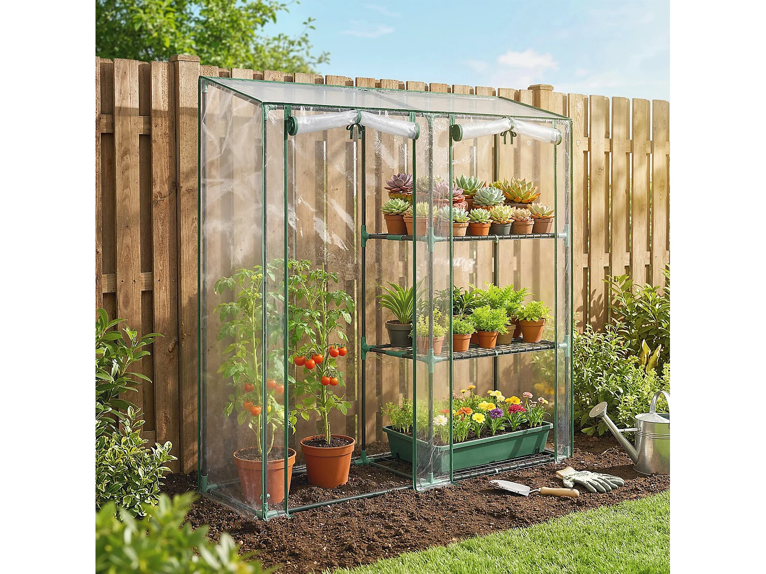 Serra verticale a 2 sezioni con 3 ripiani 143x45x151 cm