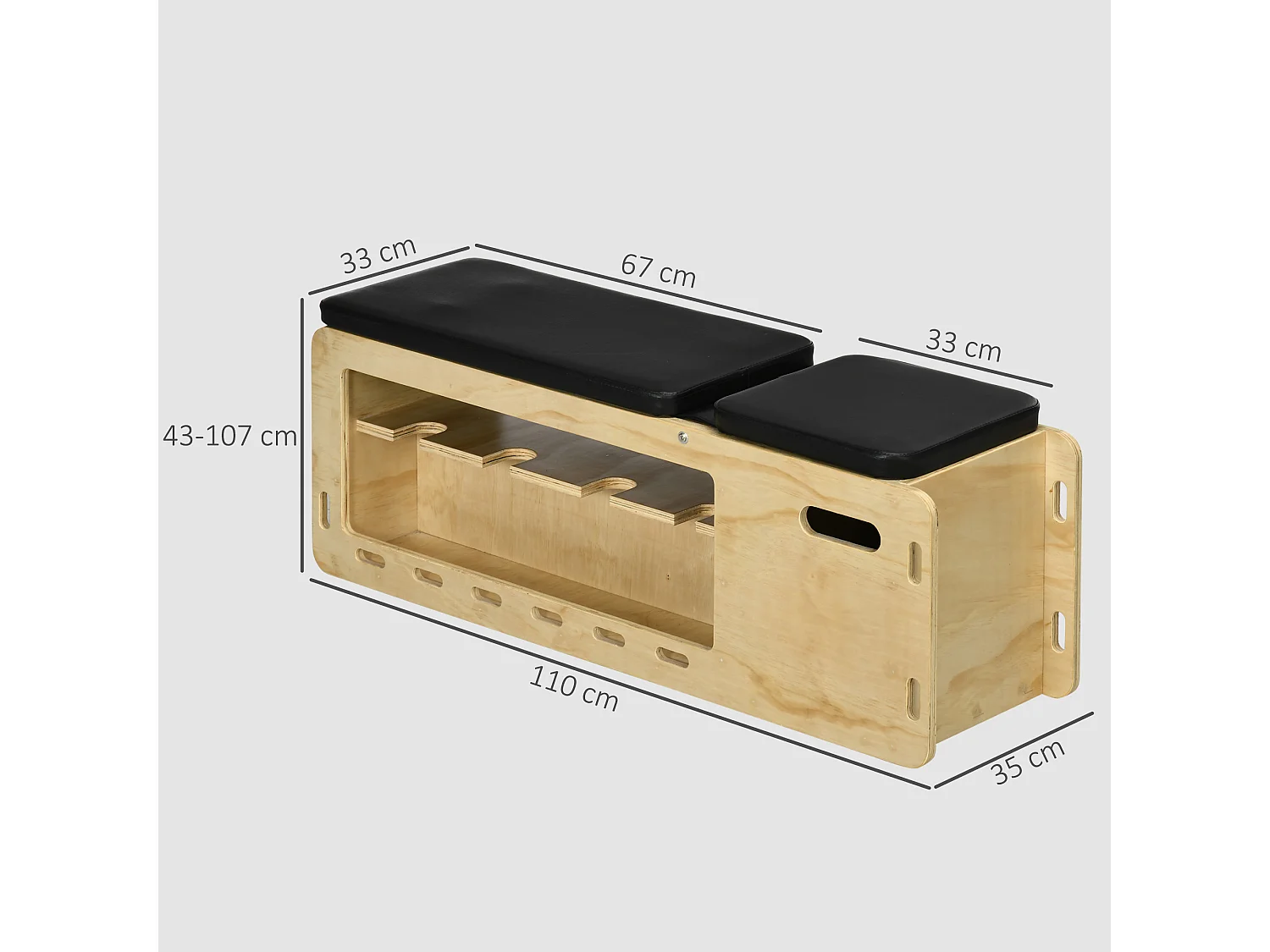 Panca multifunzione inclinabile con porta pesi e contenitore