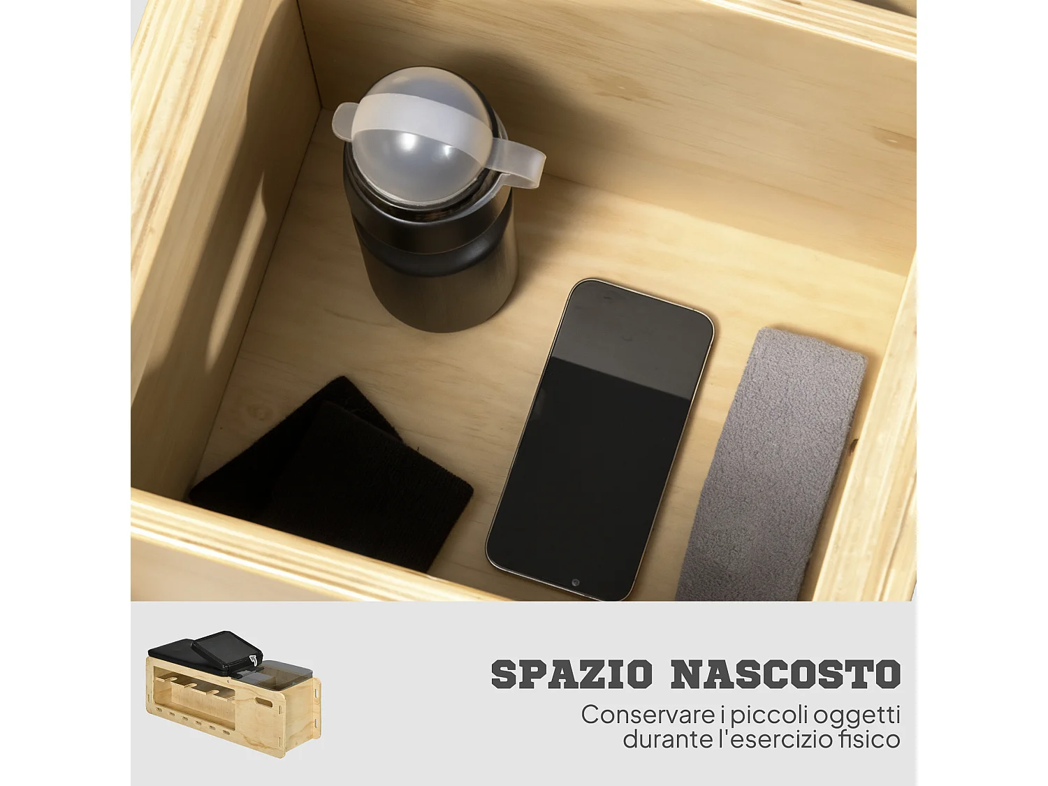 Panca multifunzione inclinabile con porta pesi e contenitore