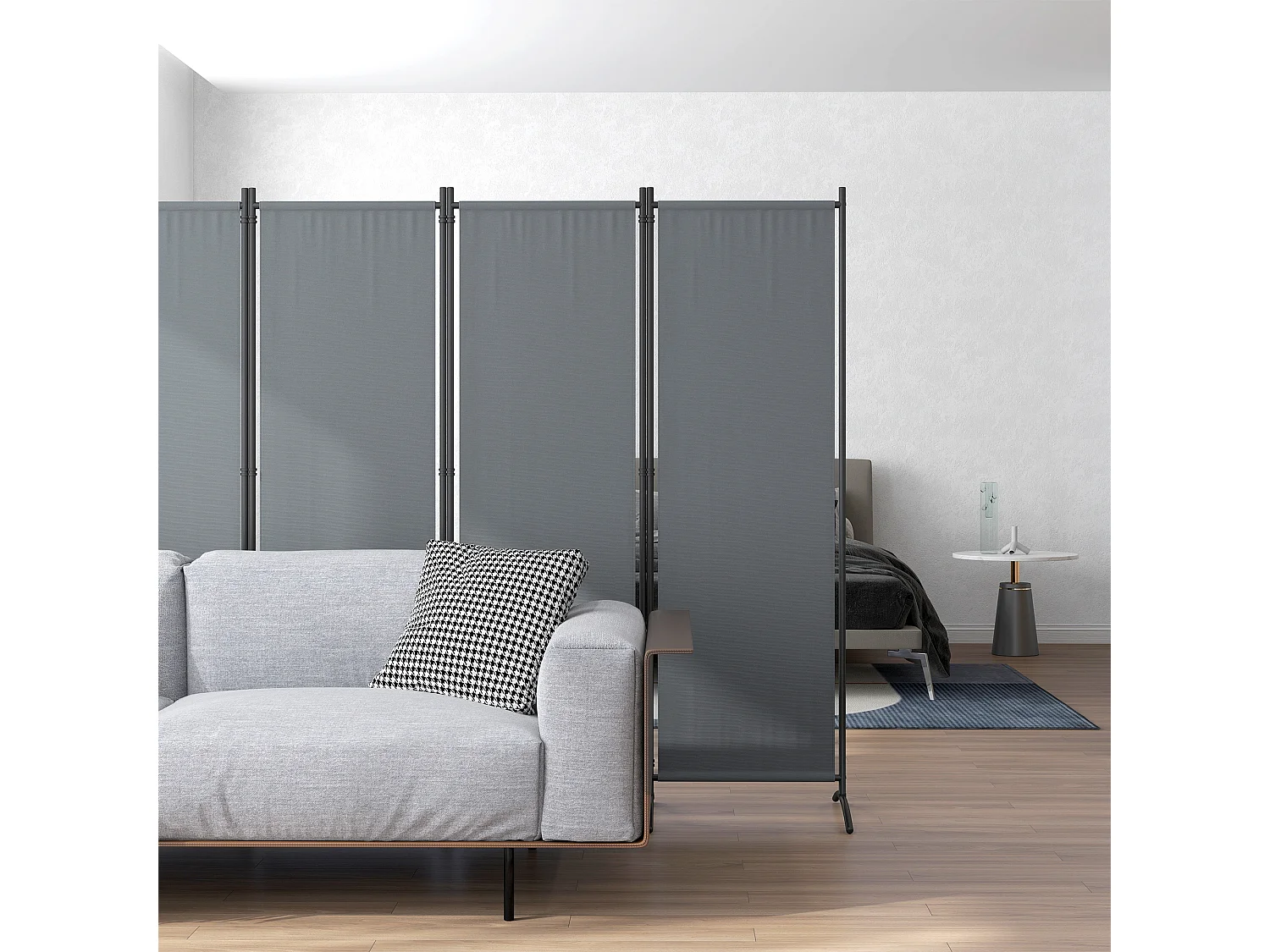 Paravento da giardino 4 pannelli pieghevoli, 221x50x172cm grigio scuro