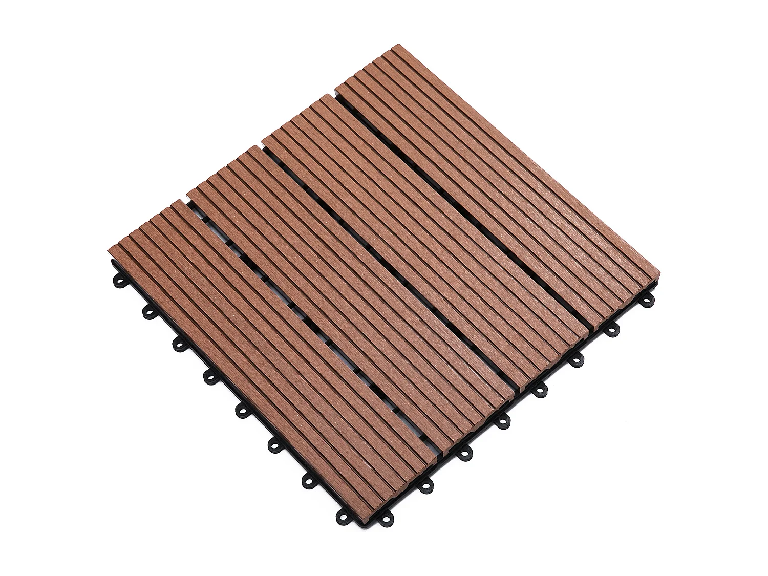 Set 11 piastrelle per esterni ad incastro antiscivolo in hdpe marrone