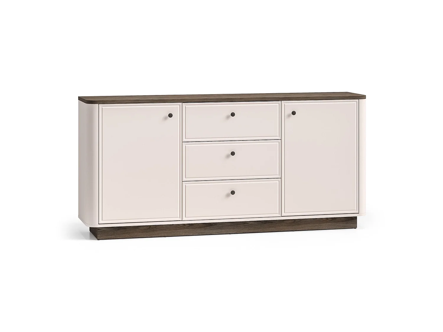 Buffet 2 portes – 3 tiroirs – Gris cachemire/aspect chêne – 180 cm – VILAVIO