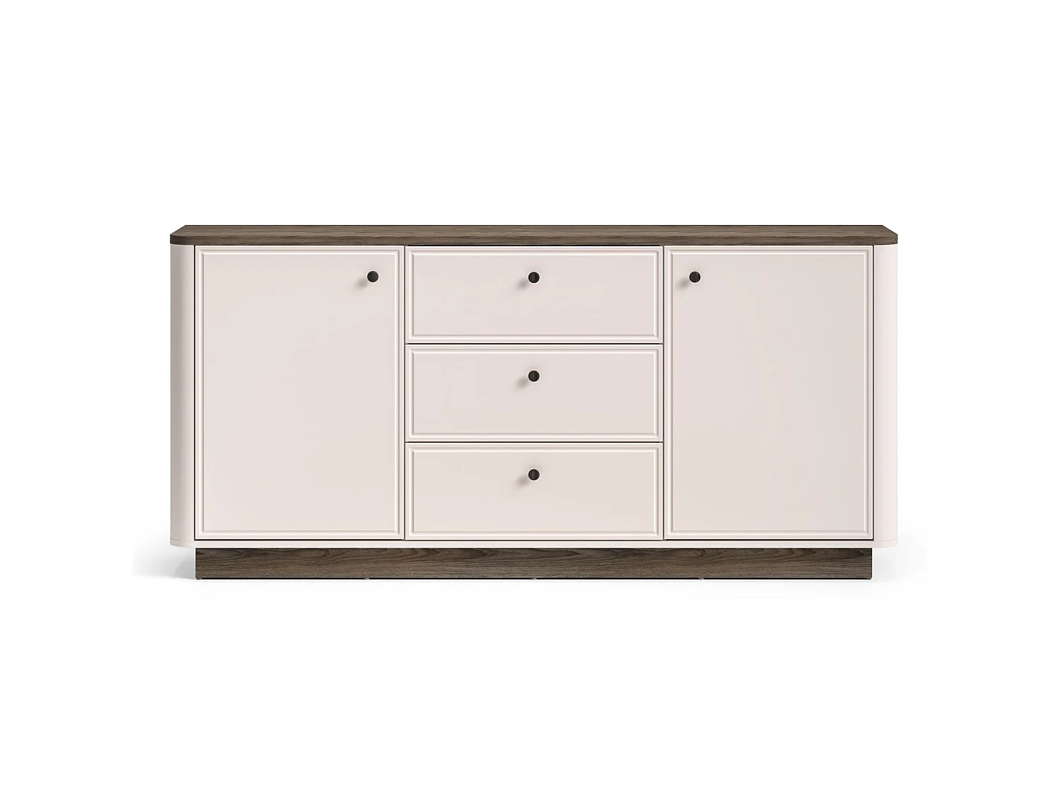 Buffet 2 portes – 3 tiroirs – Gris cachemire/aspect chêne – 180 cm – VILAVIO