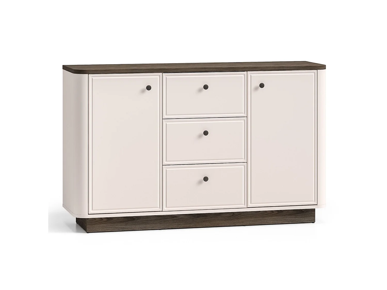 Buffet 2 portes – 3 tiroirs – Gris cachemire/aspect chêne – 138 cm – VILAVIO