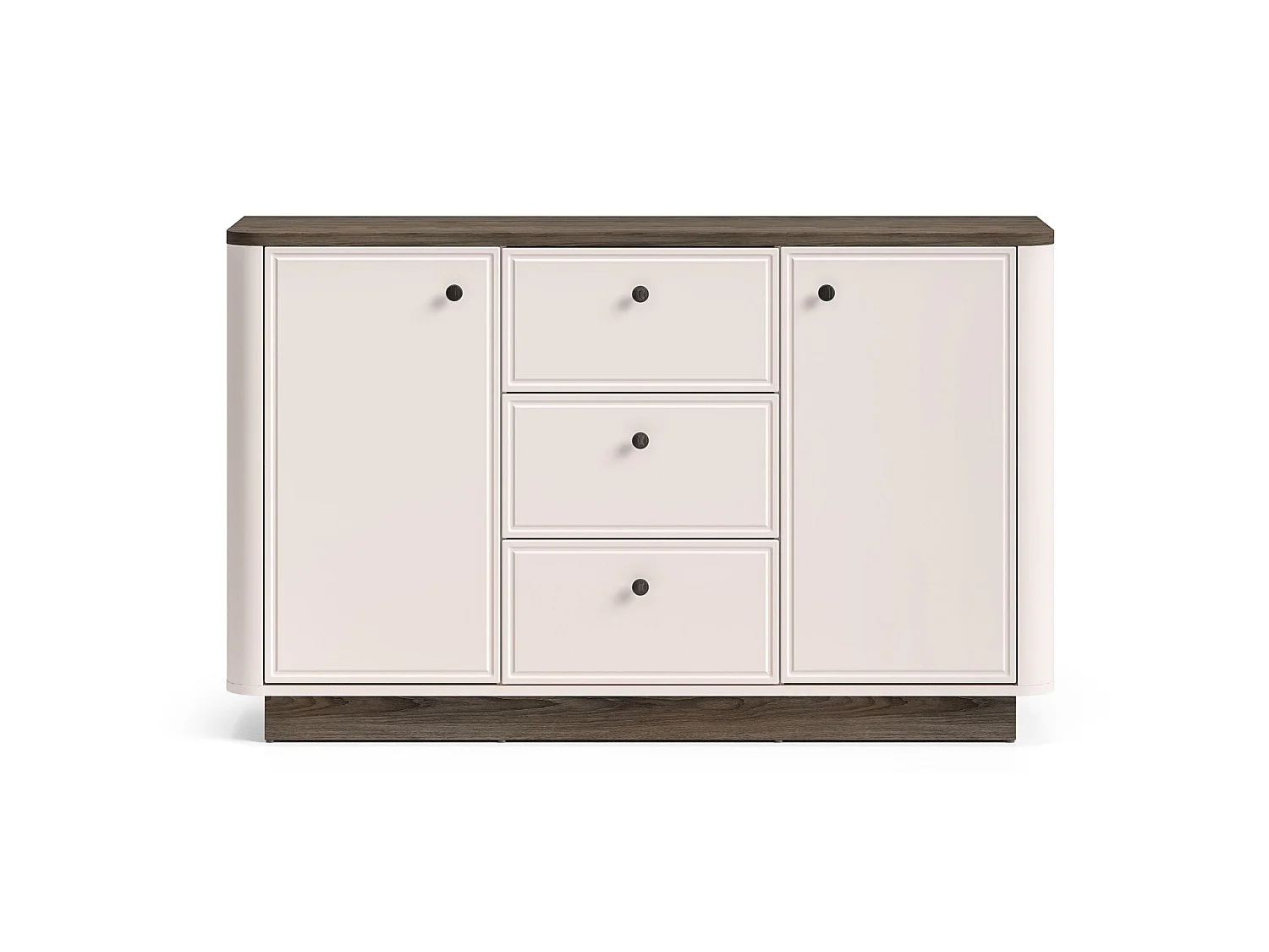 Buffet 2 portes – 3 tiroirs – Gris cachemire/aspect chêne – 138 cm – VILAVIO