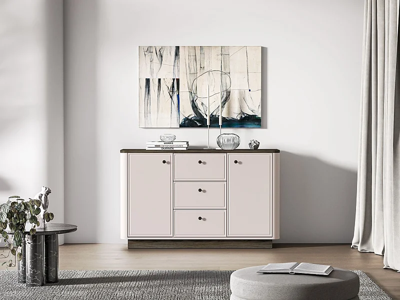 Dressoir 2-deurs – 3 laden – Kasjmier/eikenlook donker – 138 cm – VILAVIO