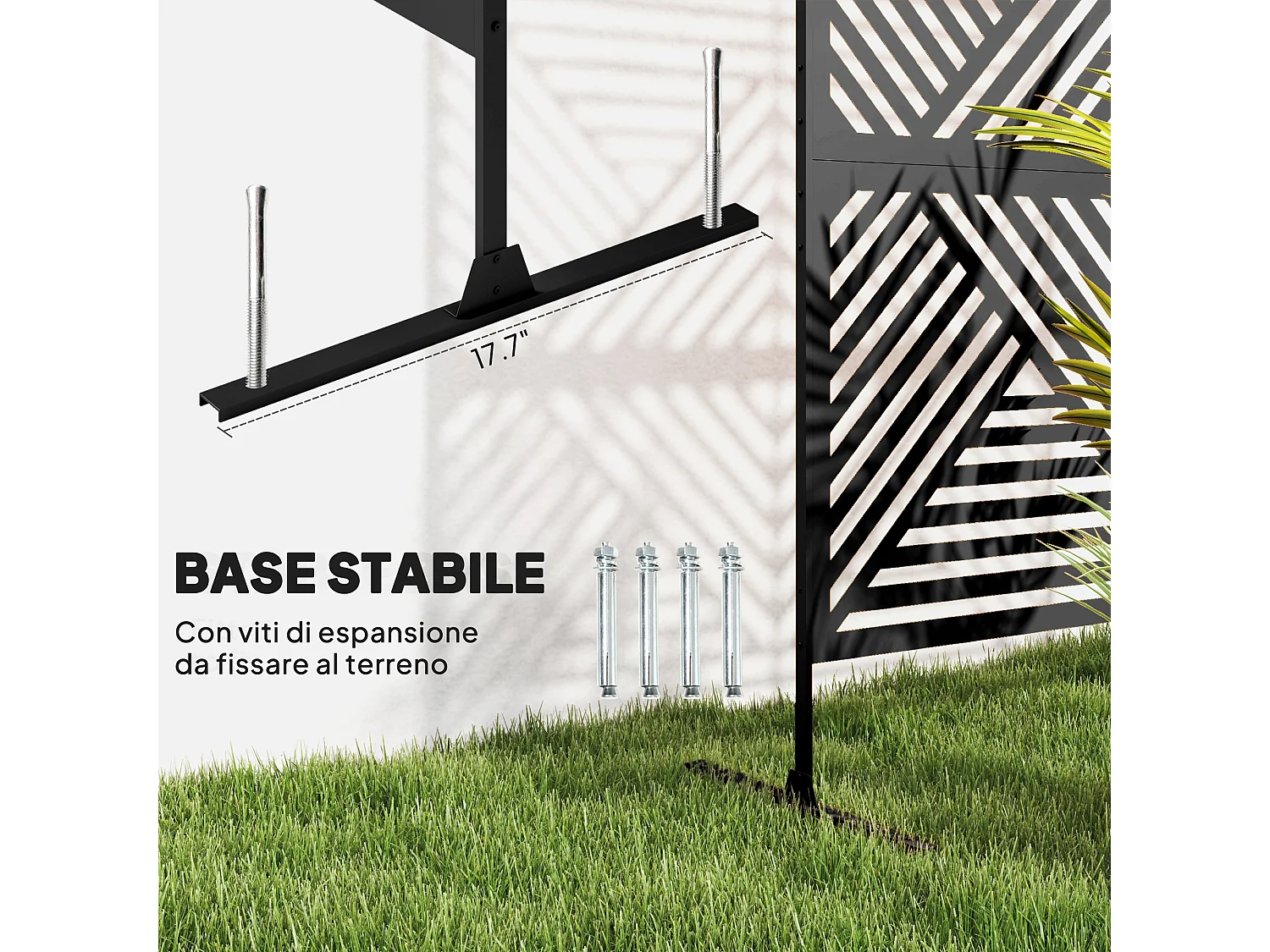 Separé da esterno e traliccio per rampicanti in acciaio nero