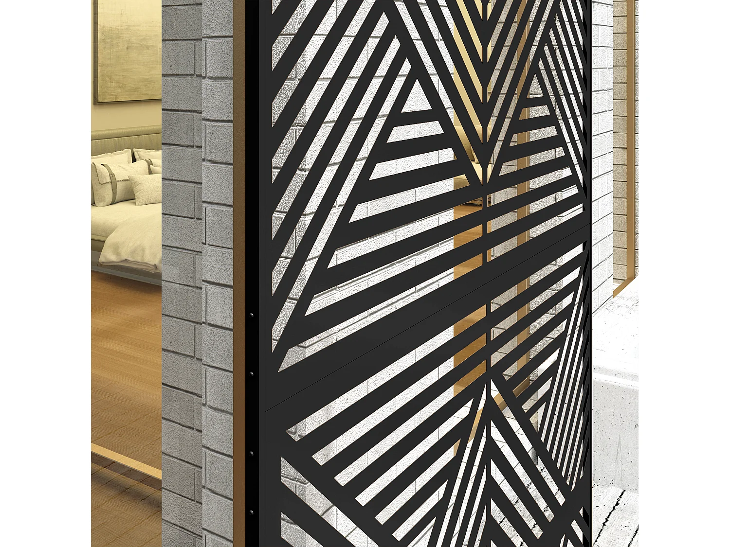 Separé da esterno e traliccio per rampicanti in acciaio nero