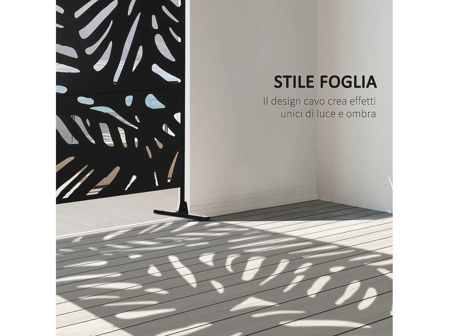 Separé a 3 ante verticali per esterno 122x45x198 cm nero