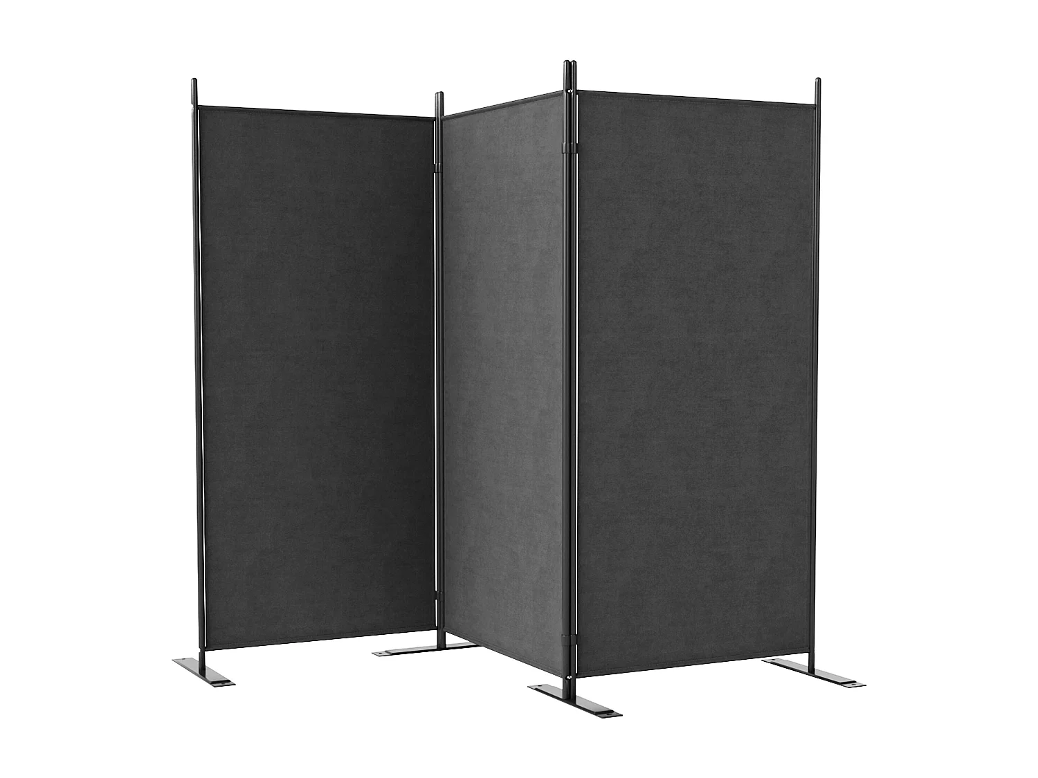 Paravento da esterno a 3 pannelli pieghevole e regolabile grigio