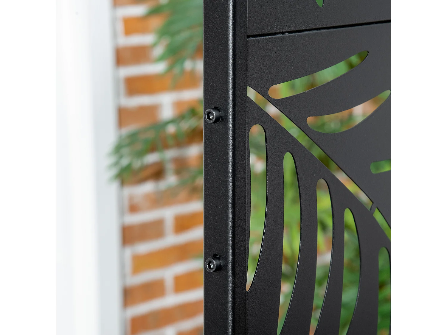 Paravento da esterno con motivi a salice e 2 piedini in acciaio nero