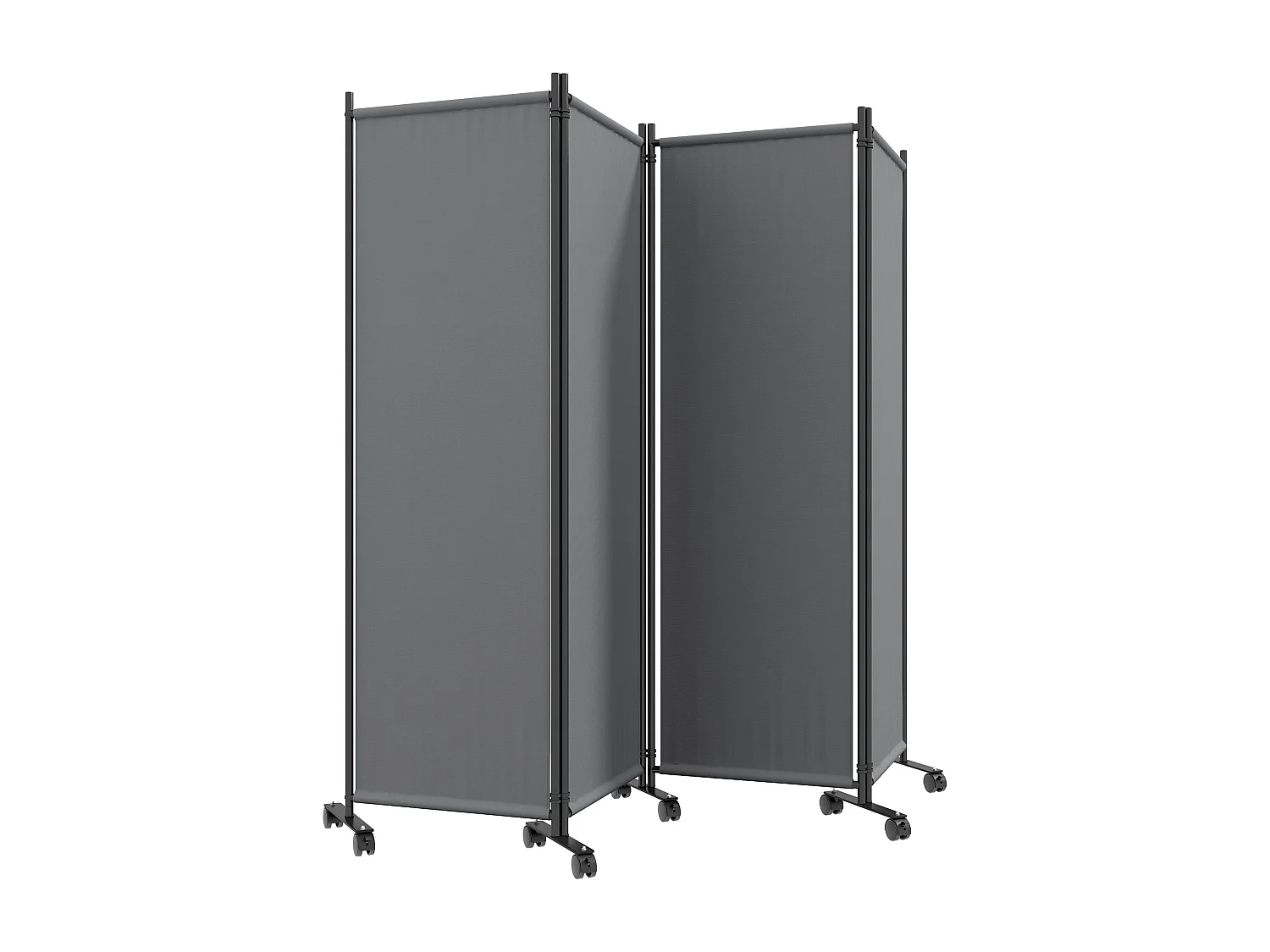 Paravento da giardino con 4 pannelli pieghevoli e ruote grigio scuro