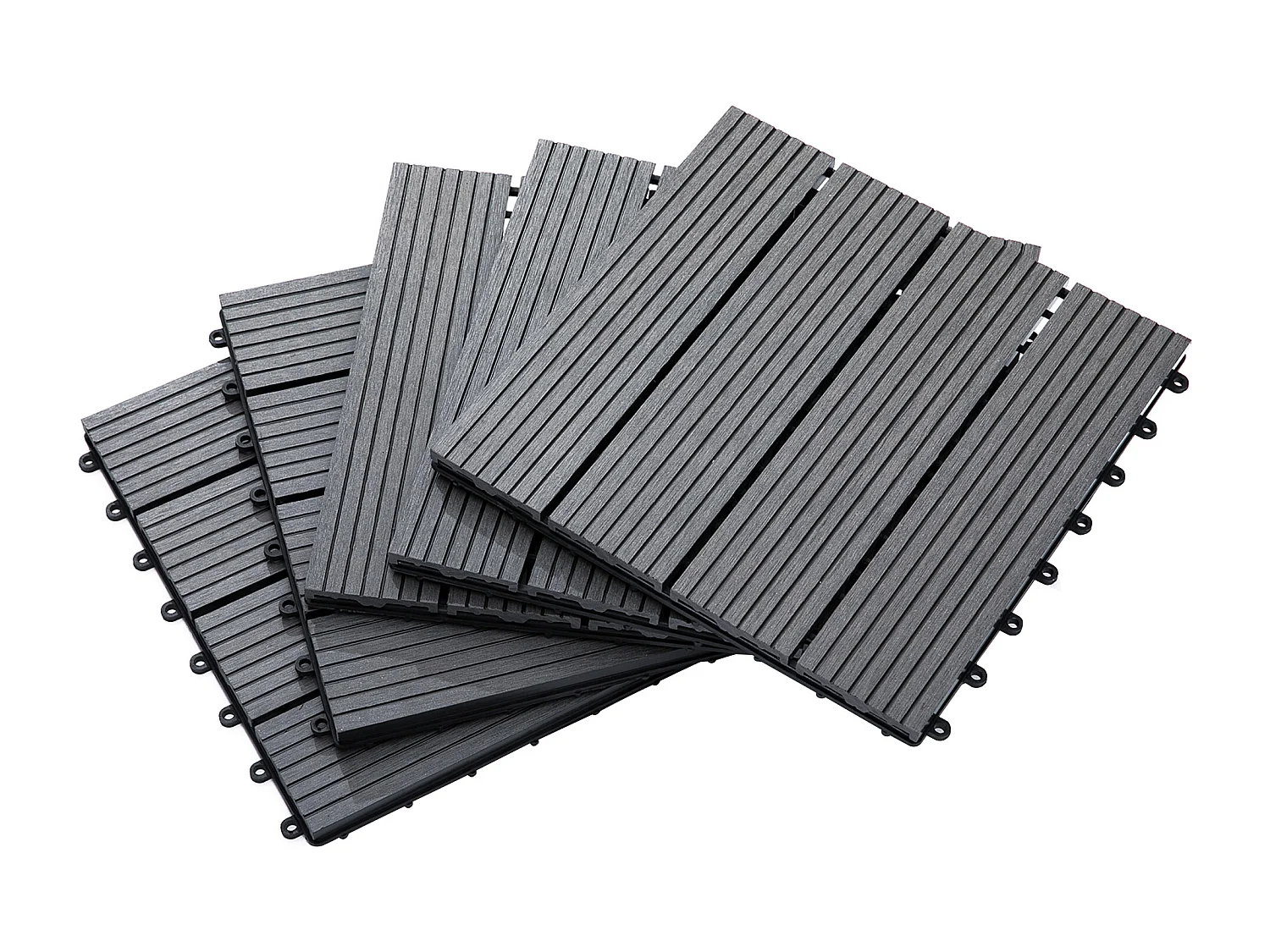 Set 11 piastrelle per esterni ad incastro antiscivolo in hdpe grigio