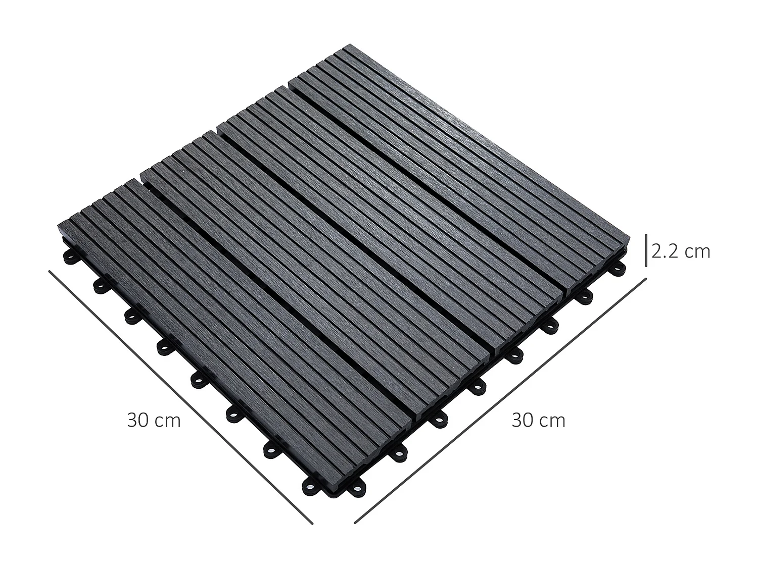 Set 11 piastrelle per esterni ad incastro antiscivolo in hdpe grigio