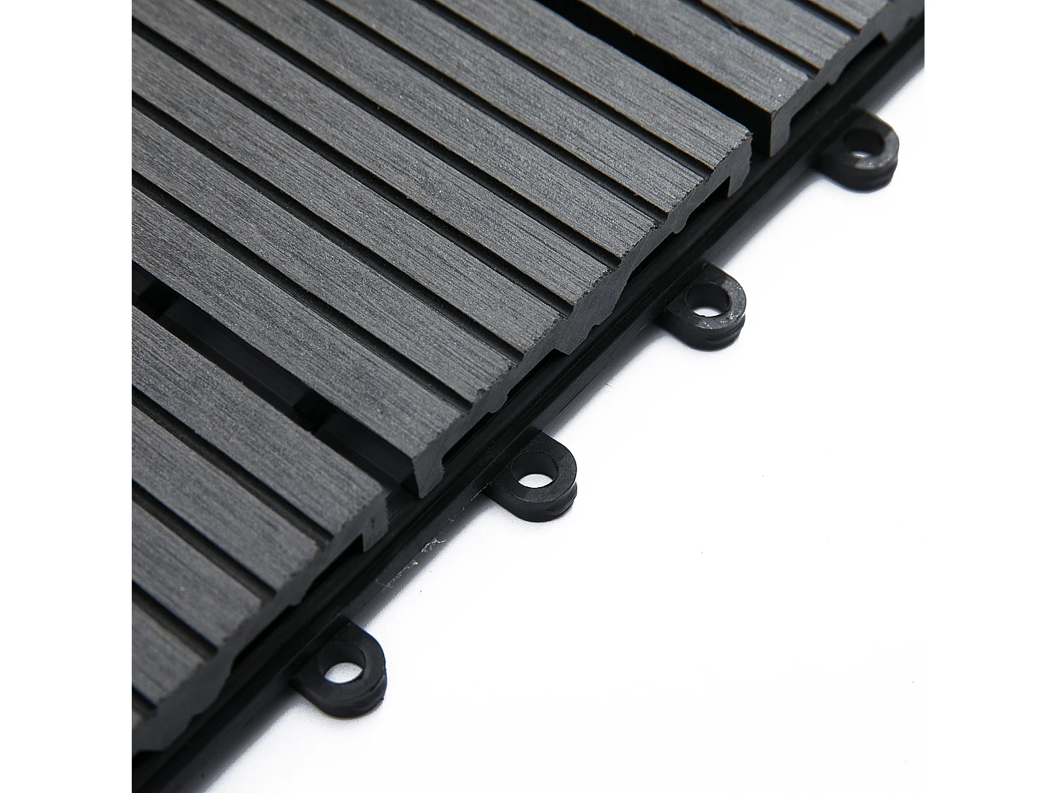 Set 11 piastrelle per esterni ad incastro antiscivolo in hdpe grigio