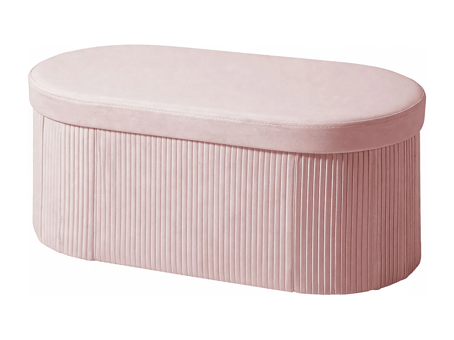 Pouf contenitore pieghevole con vano da 72l in velluto rosa