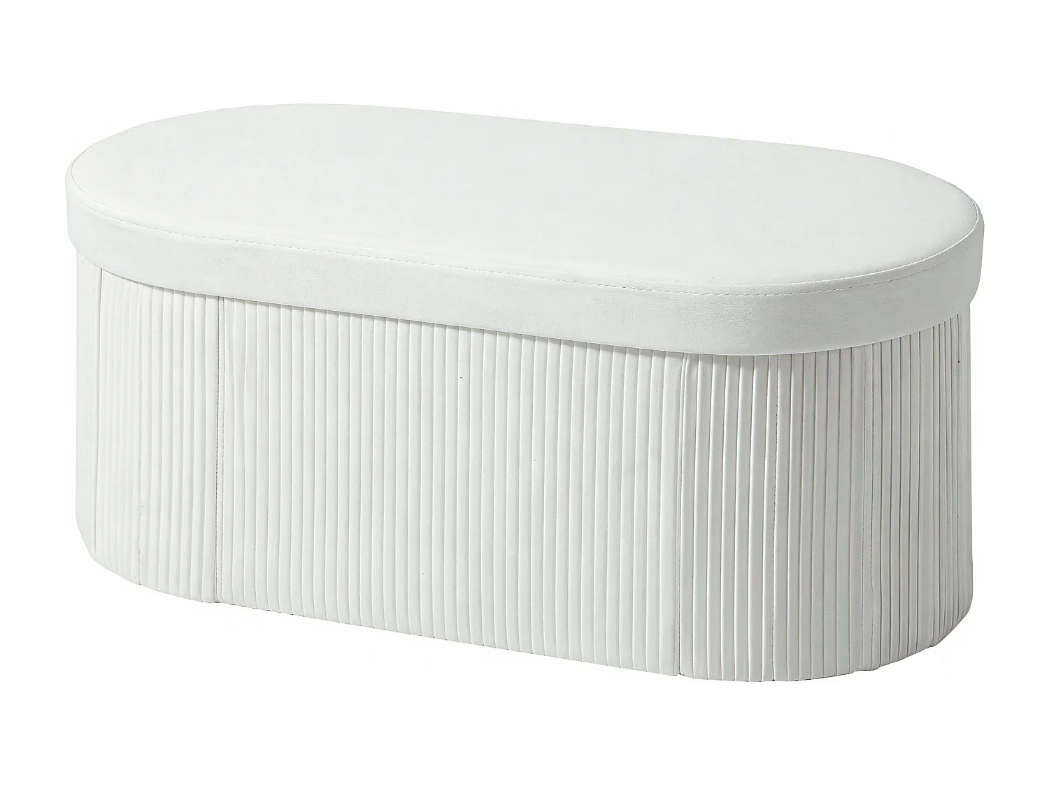 Pouf contenitore pieghevole con vano da 72l in velluto crema