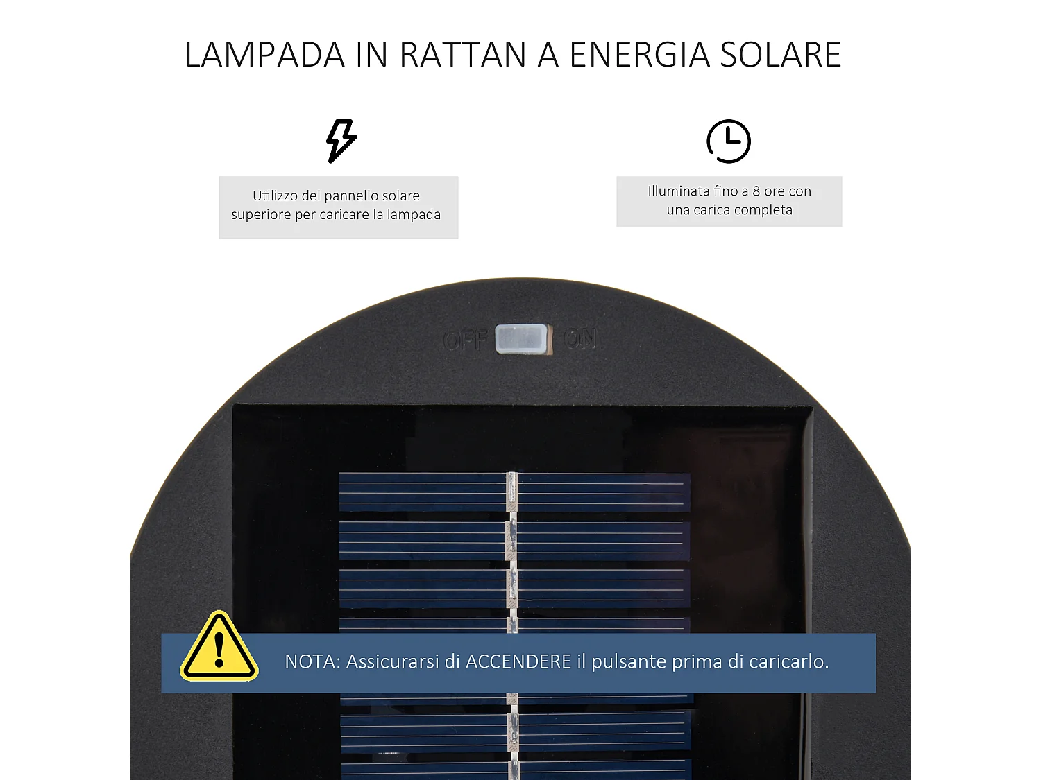 Lanterna solare da terra per giardino in rattan marrone