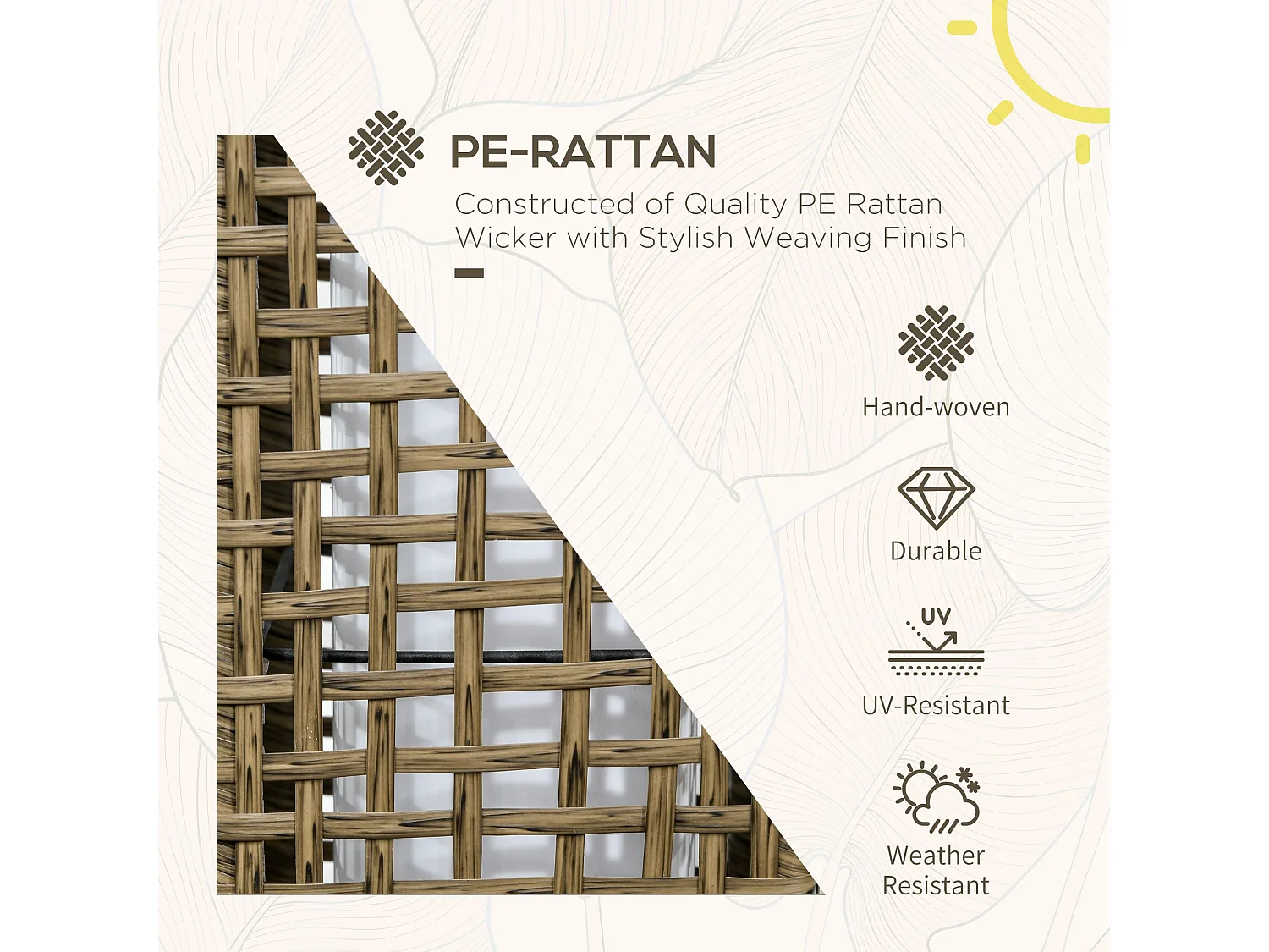 Lampada solare da giardino in acciaio e rattan nero e marrone