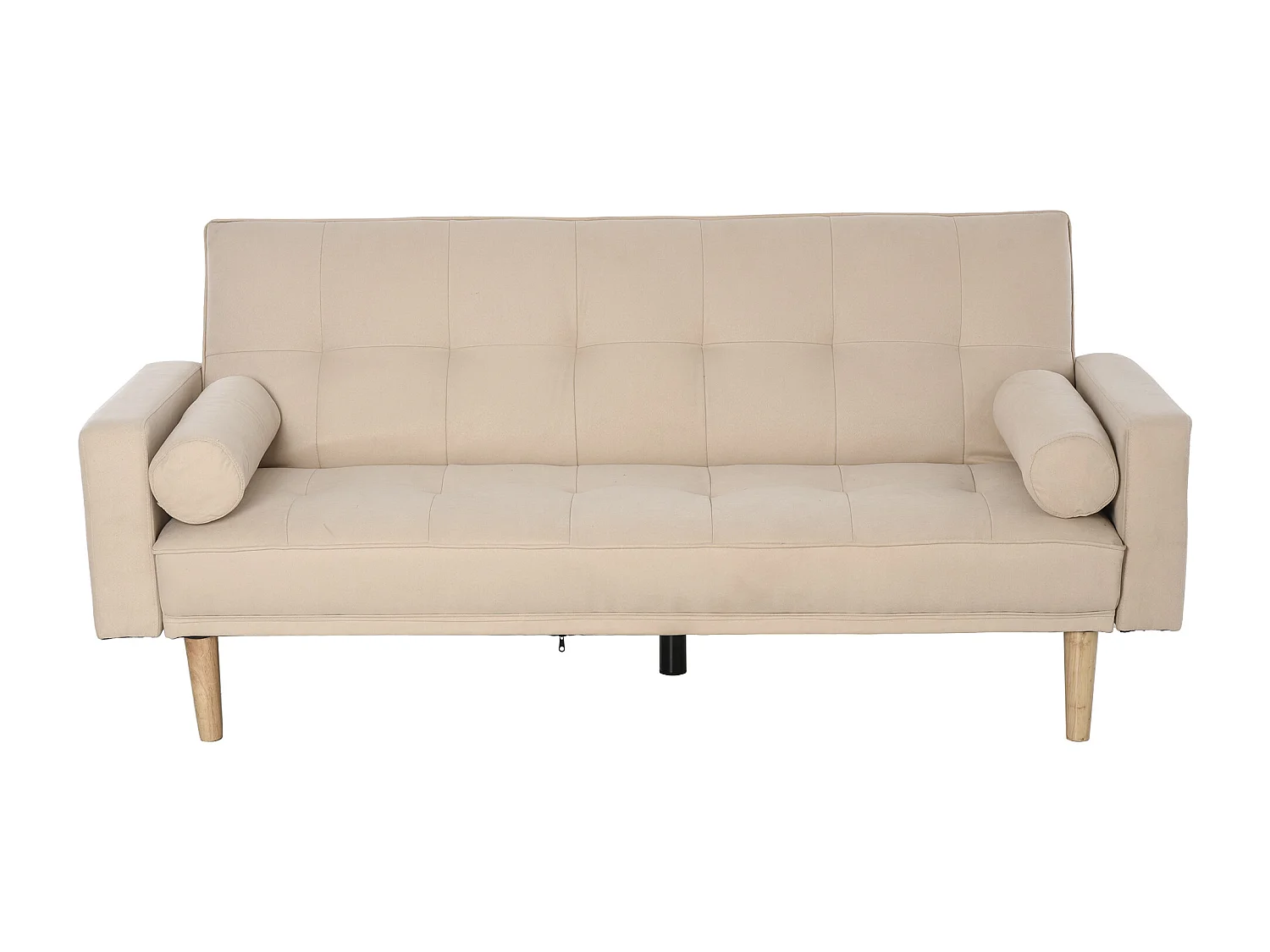 Divano Letto 3 Posti con Schienale Regolabile su 3 Livelli Beige