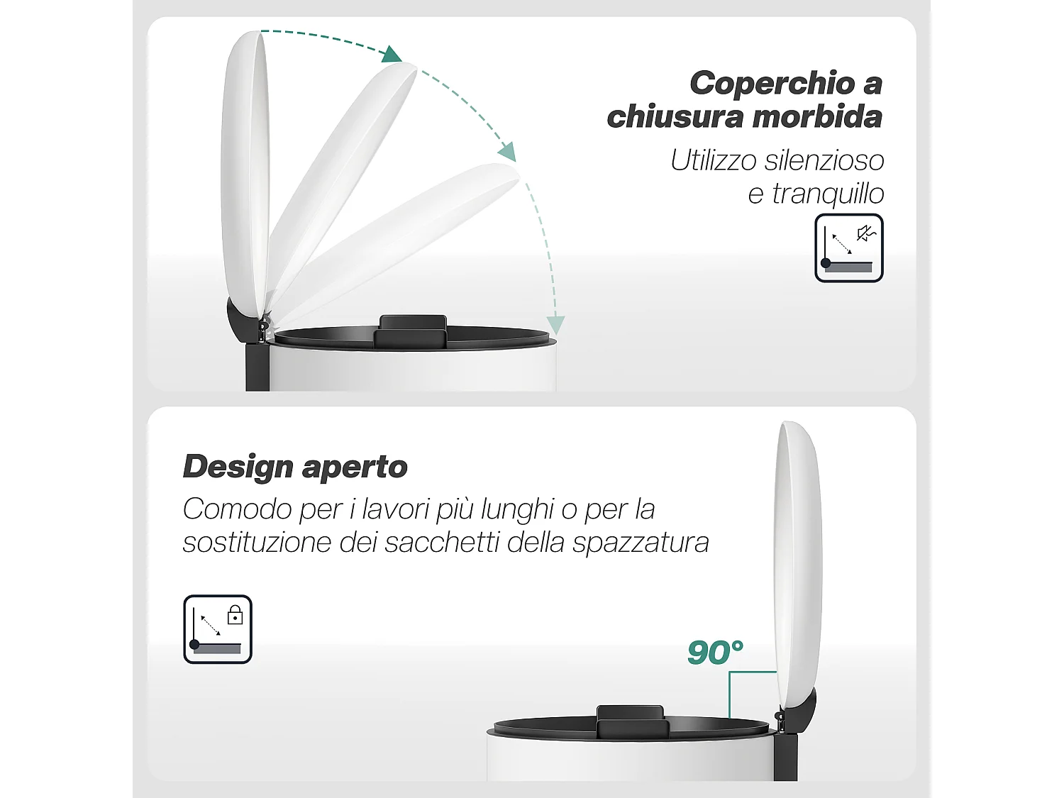 Bidone immondizia a pedale 30l in metallo e pp bianco crema