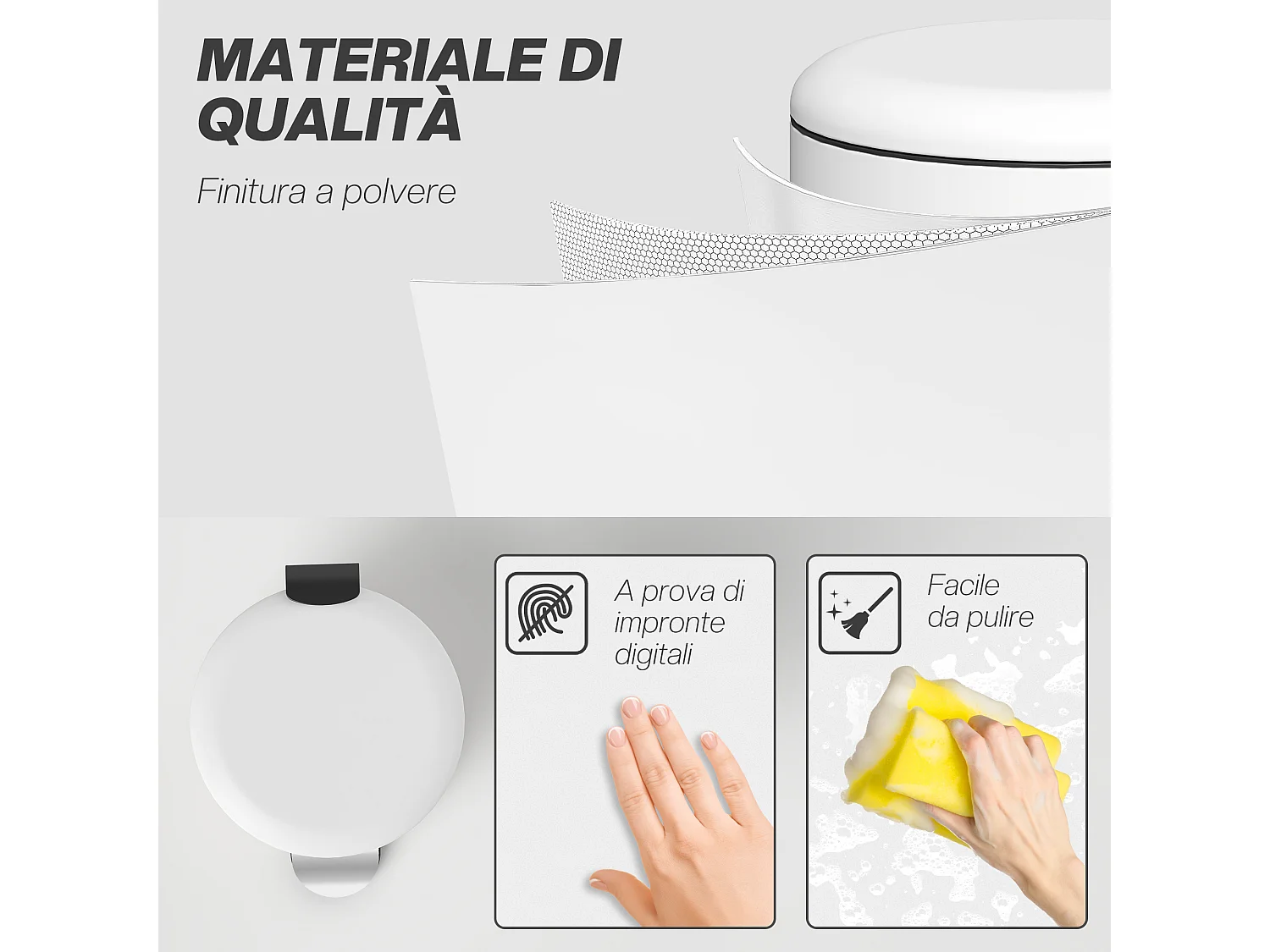 Bidone immondizia a pedale 30l in metallo e pp bianco crema