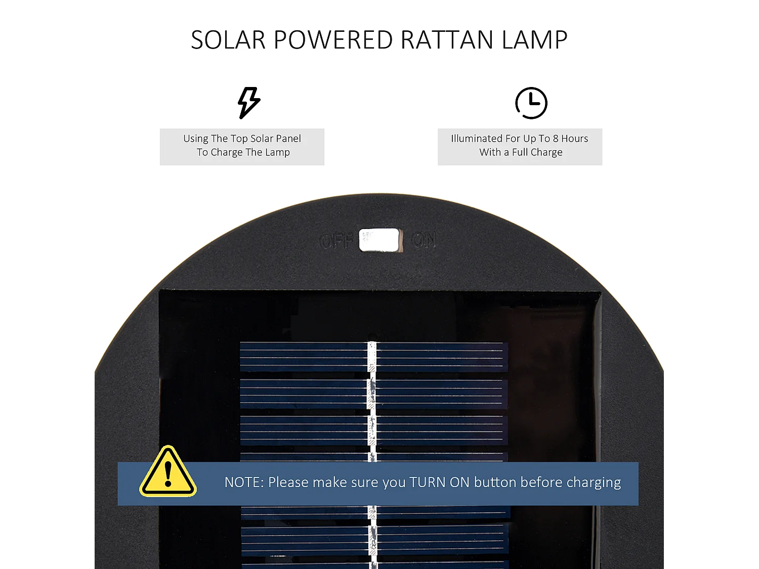 Lanterna solare da terra per giardino in rattan nero