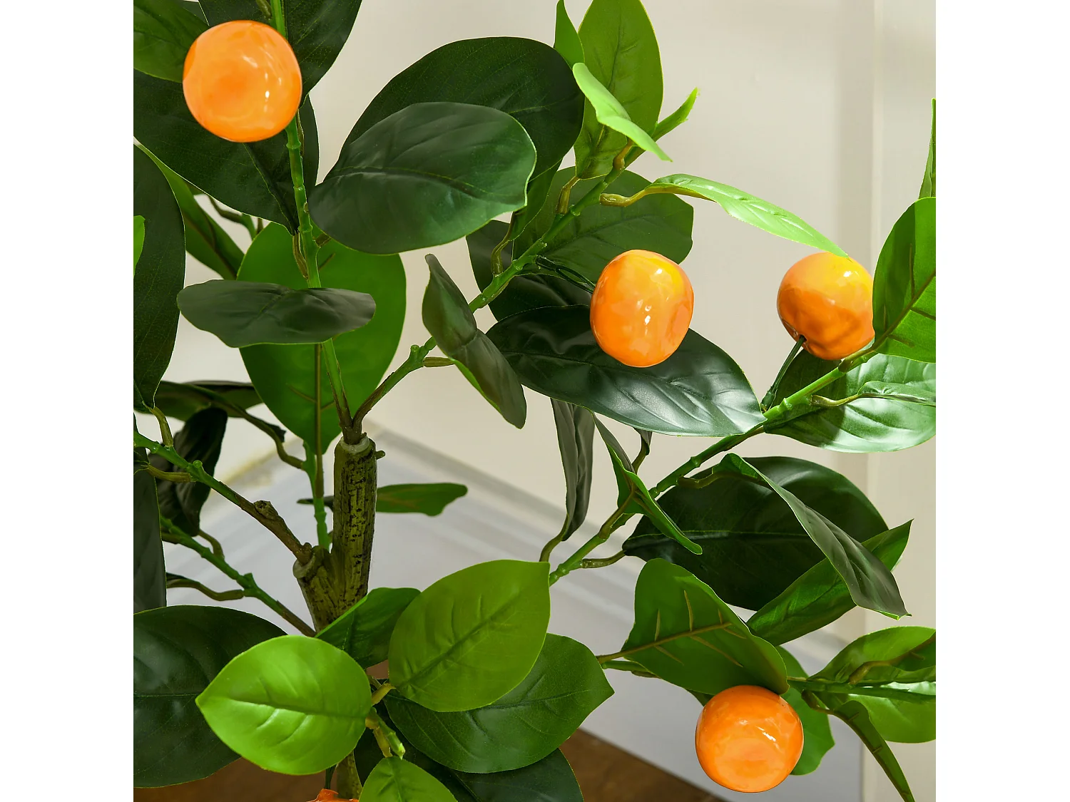 Set 2 piante artificiali arancia e limone con vaso per casa e giardino