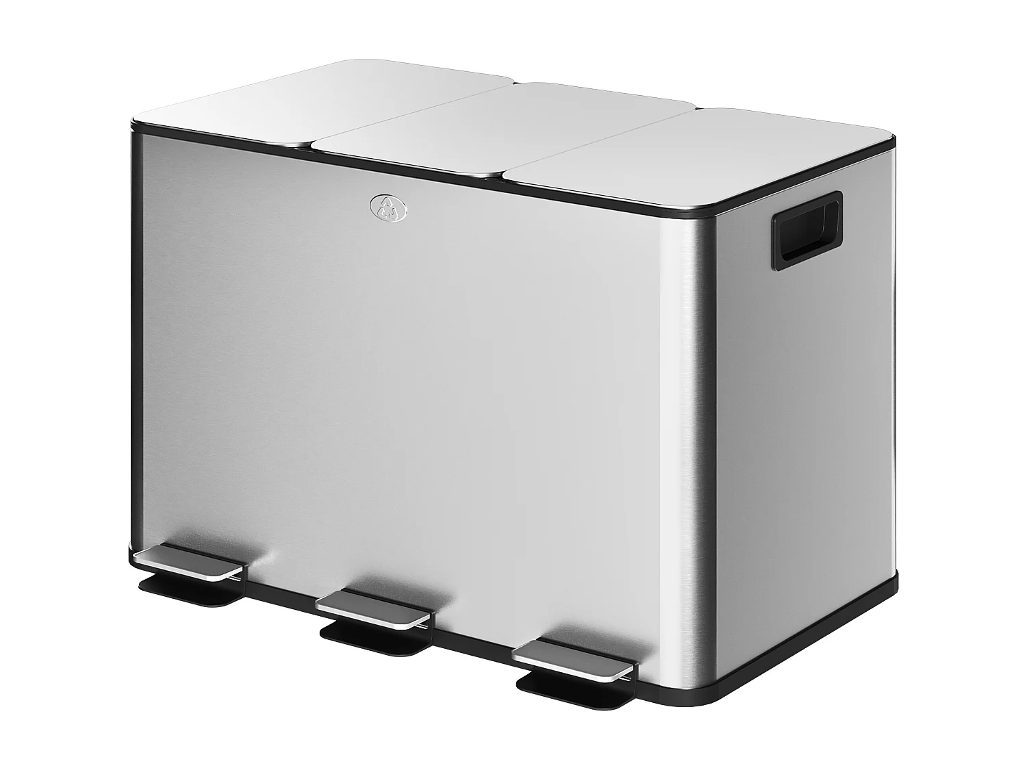 Pattumiera differenziata a pedale 3 scomparti in acciaio inox argento