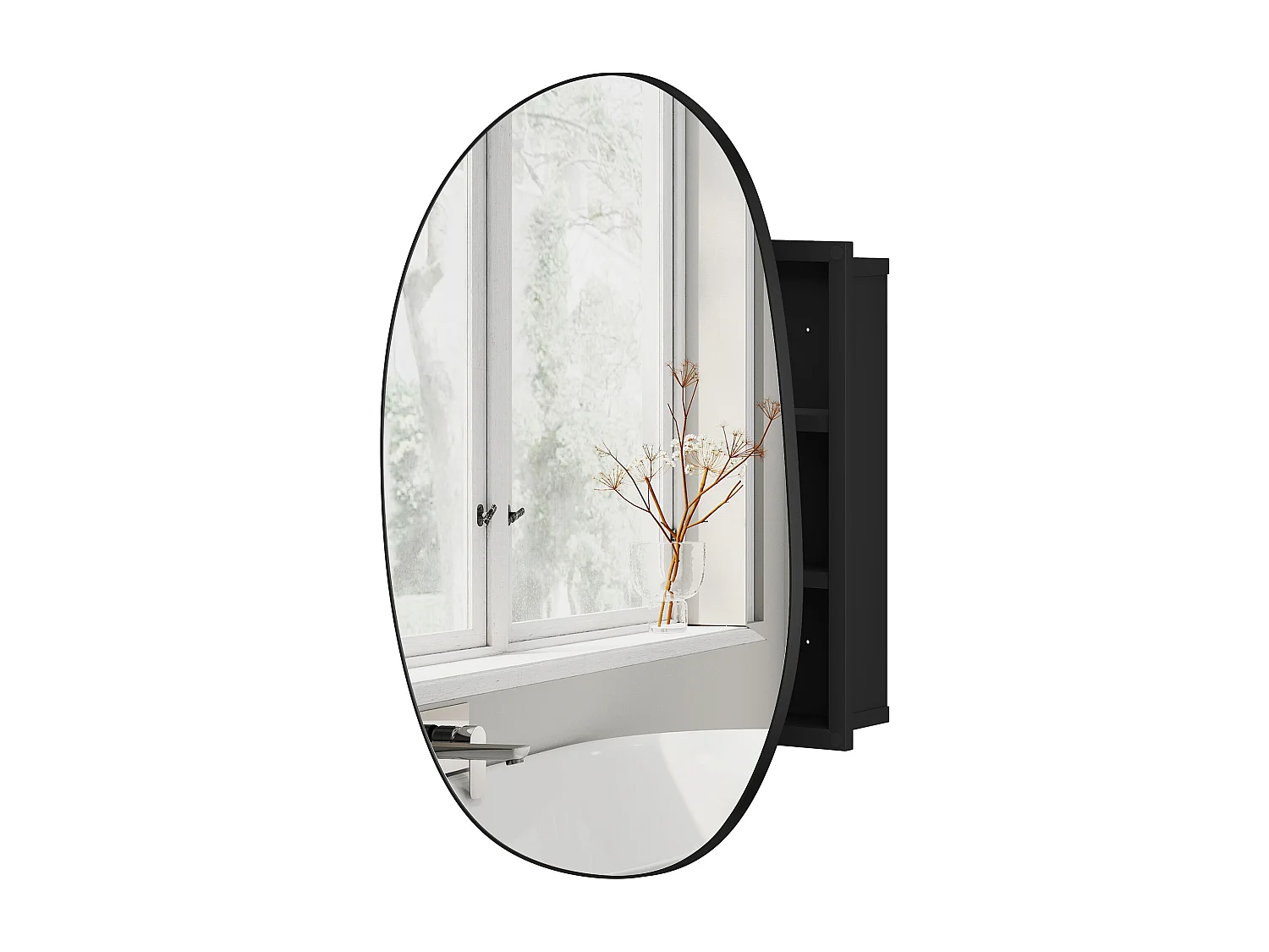 Armadietto con specchio a parete forma irregolare nero