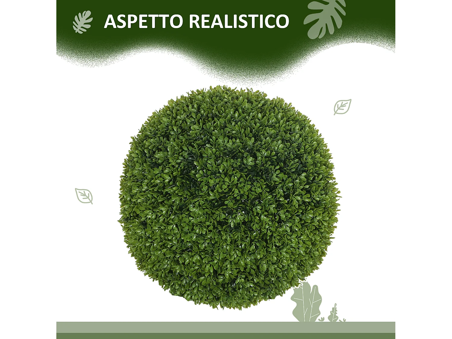 Set di 2 Piante finte di bosso Ø40 cm per interni ed esterni verde