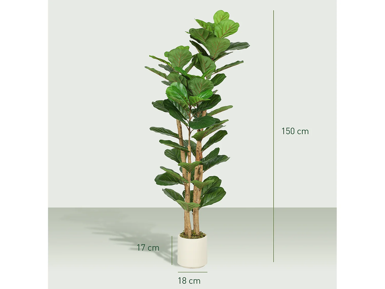 Pianta di fico artificiale in peva e legno 50x50x150 cm verde