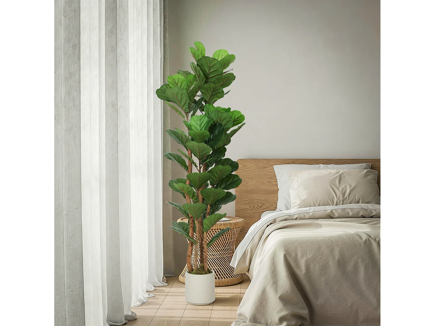 Pianta di fico artificiale in peva e legno 50x50x150 cm verde