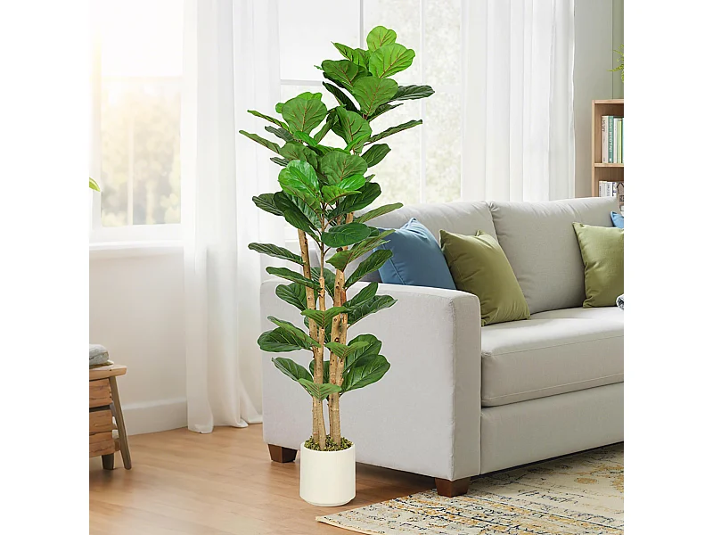 Pianta di fico artificiale in peva e legno 50x50x150 cm verde