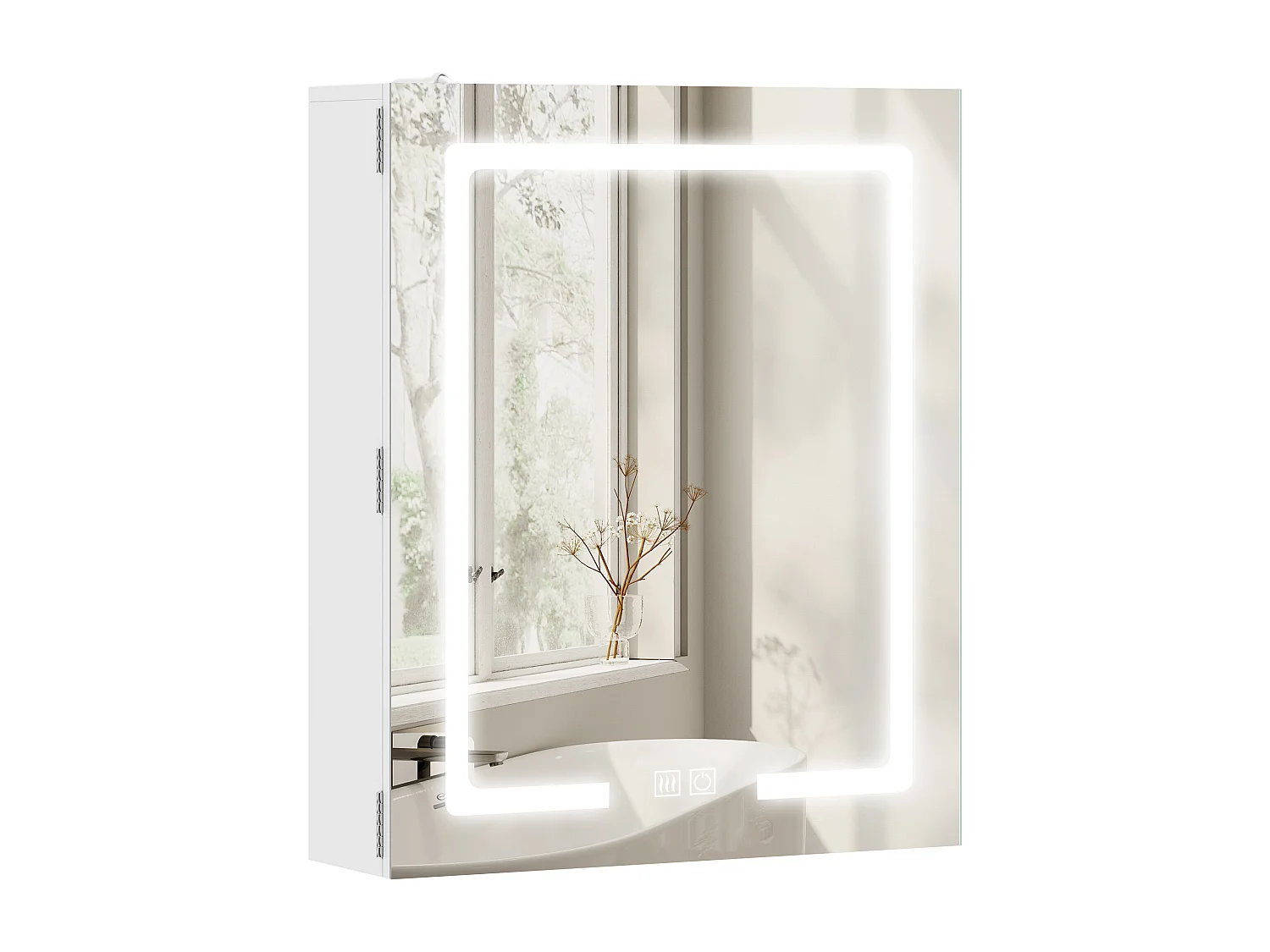 Armadietto bagno con specchio a luce led regolabile e antiappannamento