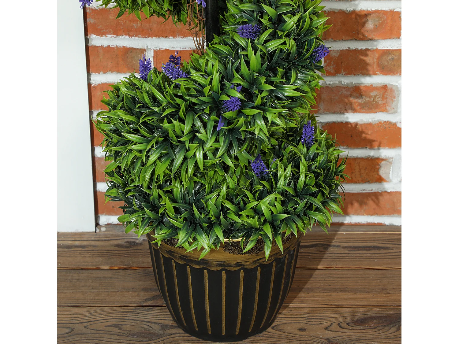 Set 2 piante finte bosso a spirale artificiali verde e blu