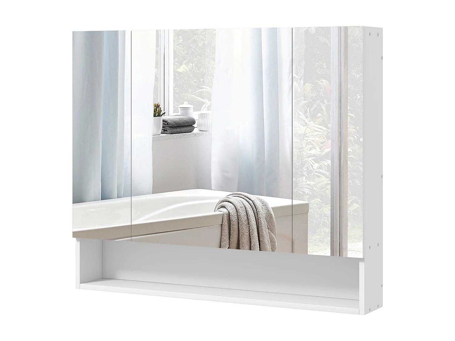 Specchiera bagno con armadietto 3 ante e ripiani regolabili bianco