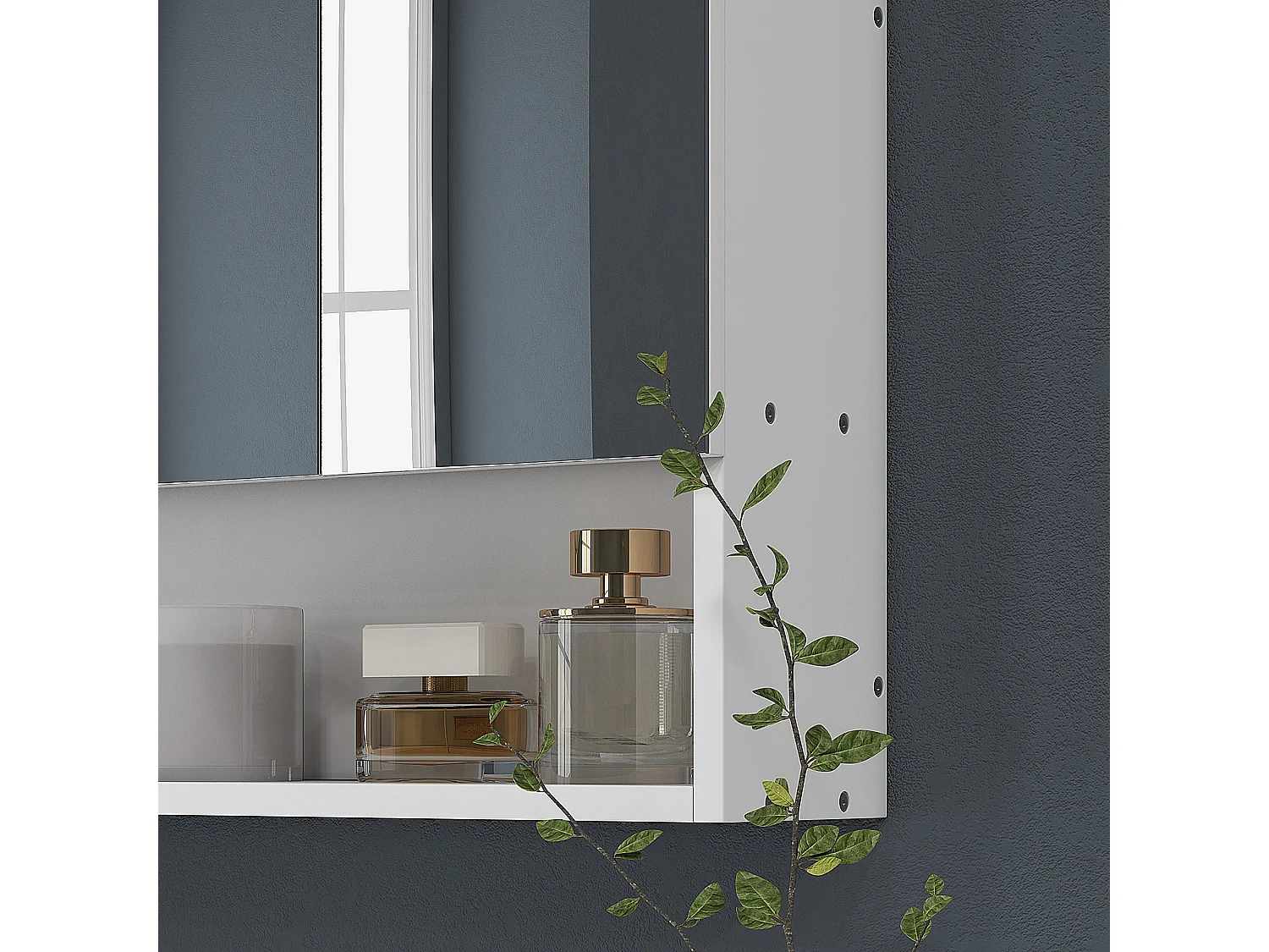 Specchiera bagno con armadietto 3 ante e ripiani regolabili bianco