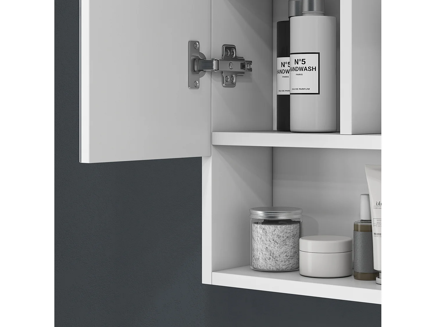 Specchiera bagno con armadietto 3 ante e ripiani regolabili bianco