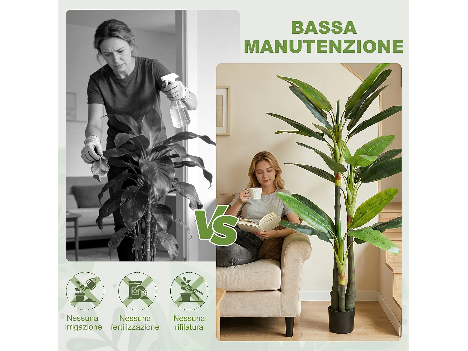 Albero di banano artificiale con 18 foglie in plastica verde