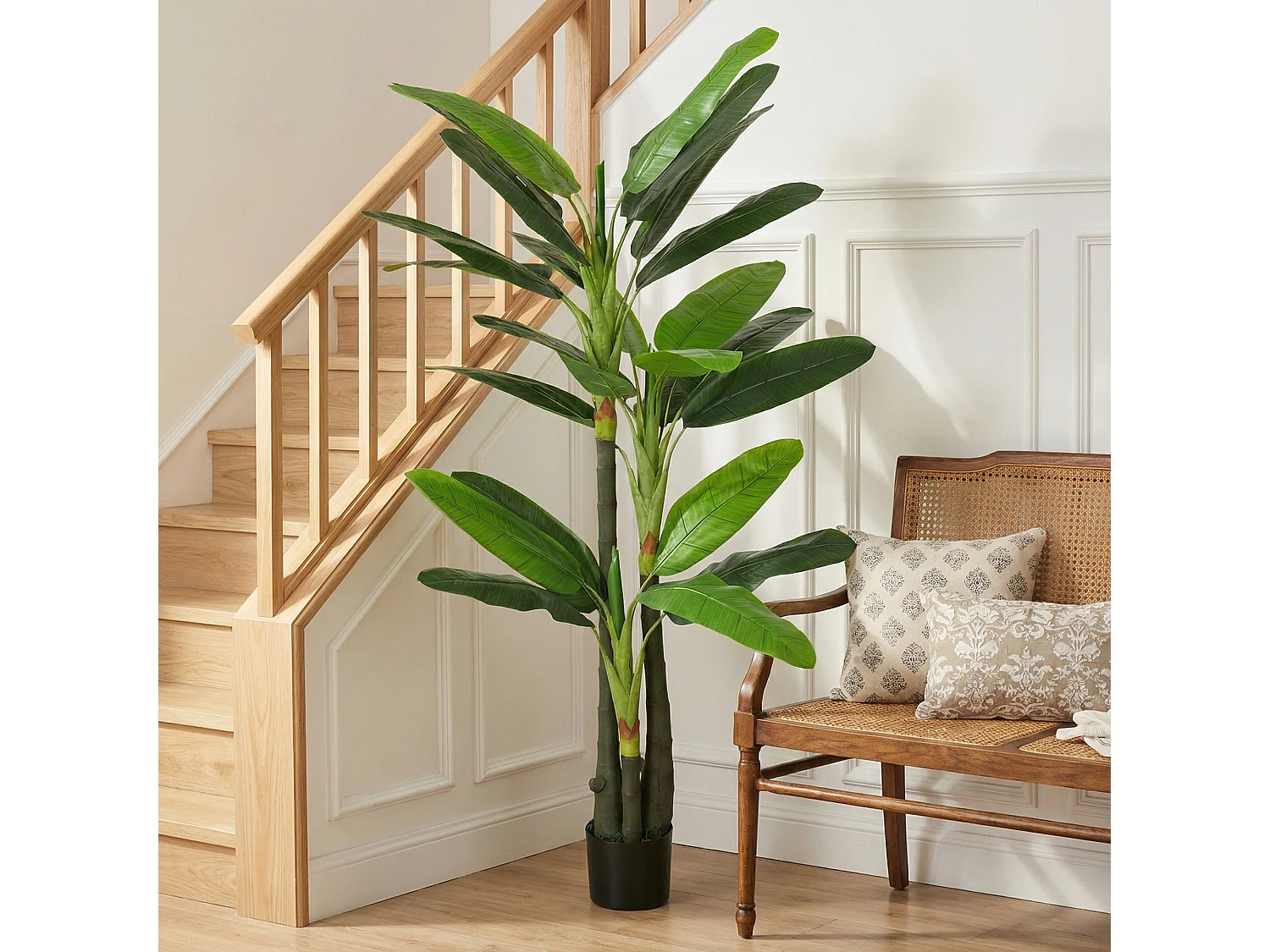 Albero di banano artificiale con 18 foglie in plastica verde