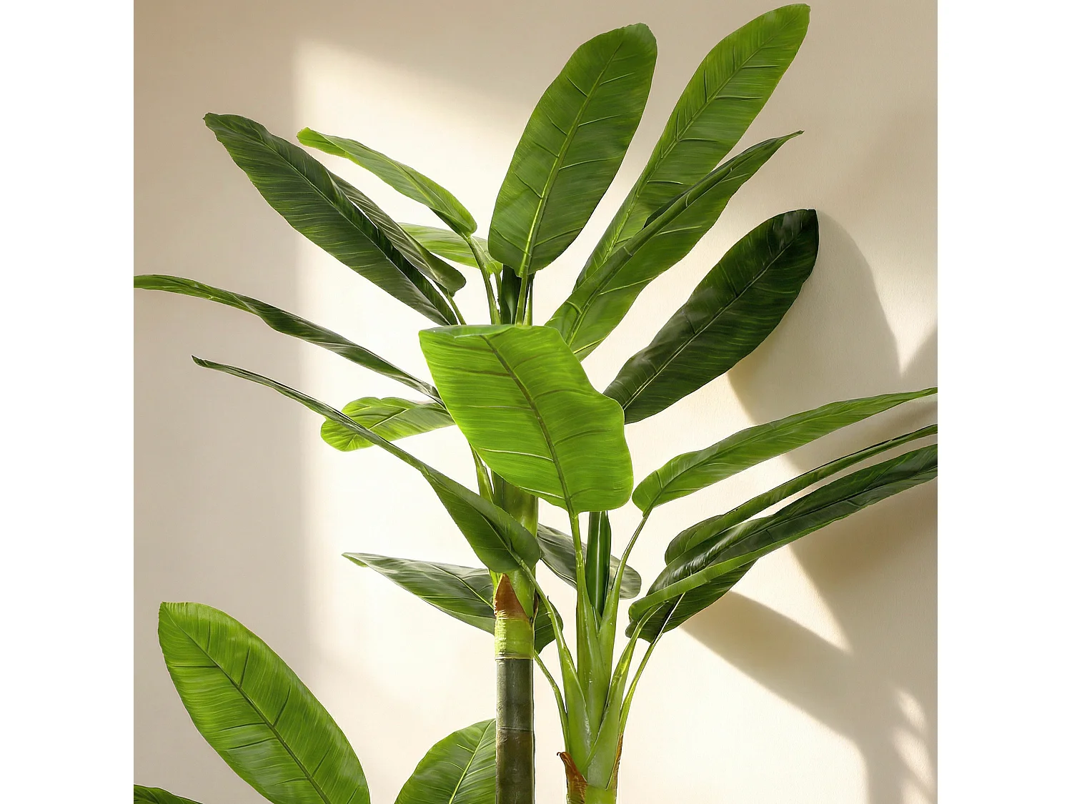 Albero di banano artificiale con 18 foglie in plastica verde