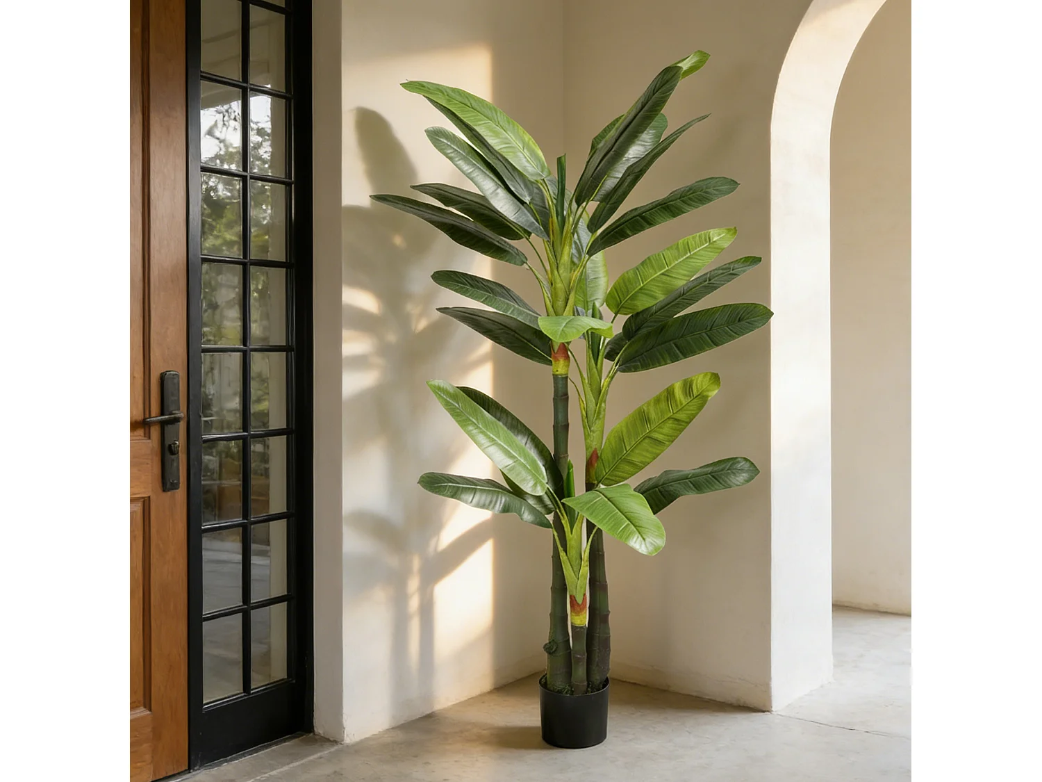 Albero di banano artificiale con 18 foglie in plastica verde