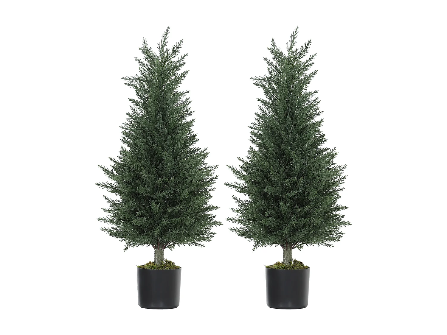 Set 2 piante finte di cipressi anti uv in plastica verde