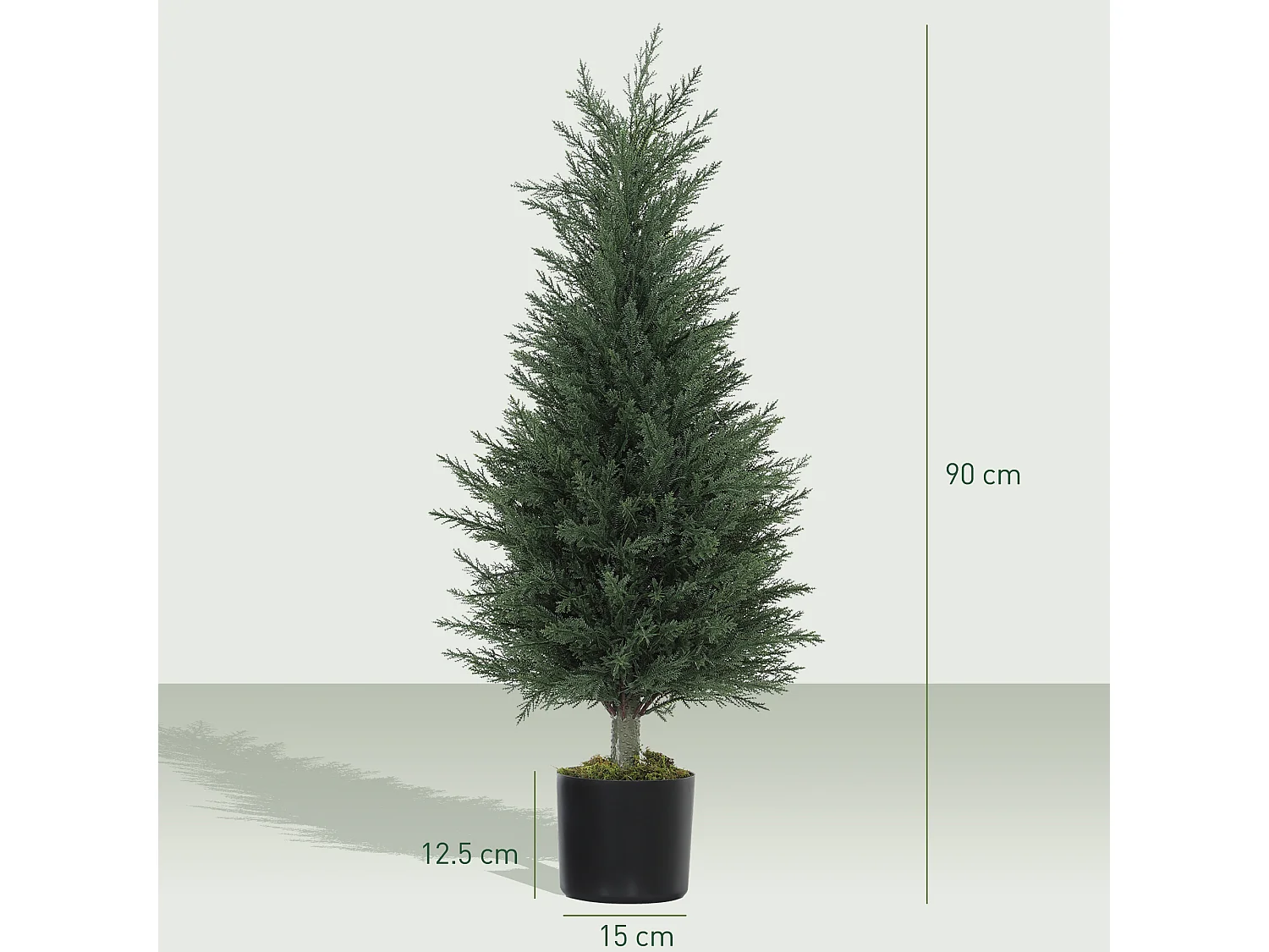 Set 2 piante finte di cipressi anti uv in plastica verde