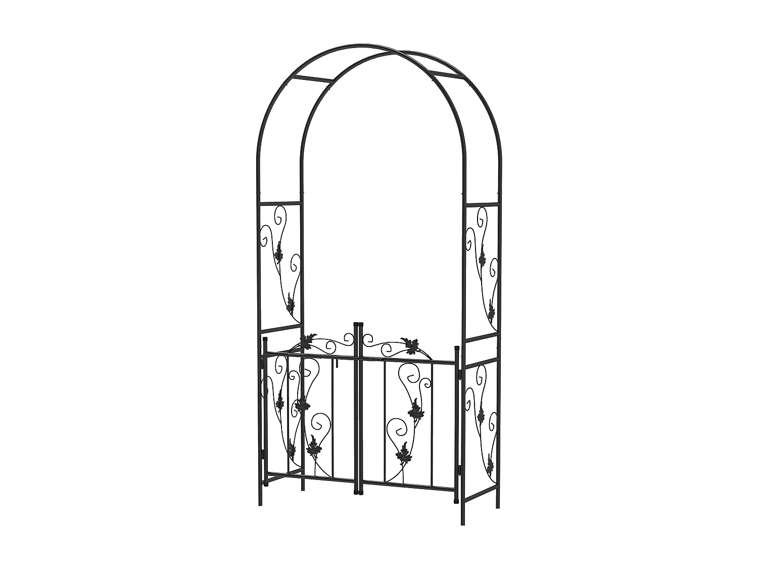 Arco da giardino con cancello 2.2x1 m in metallo nero