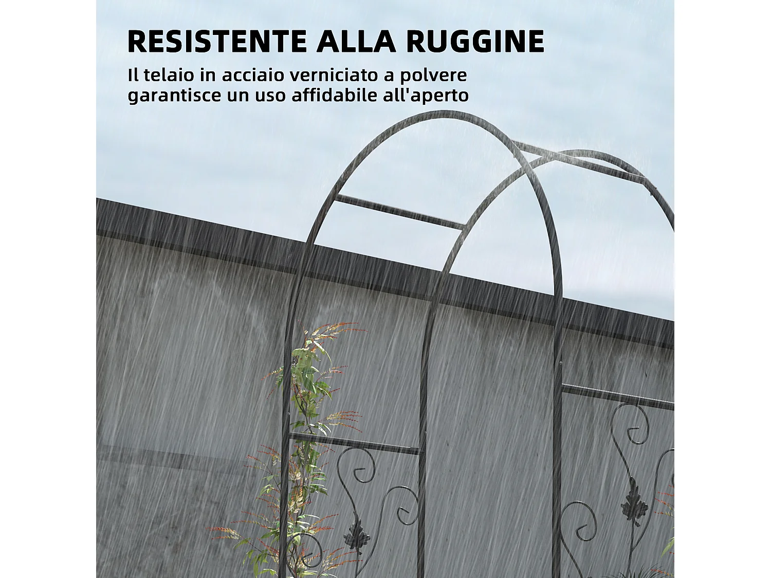 Arco da giardino con cancello 2.2x1 m in metallo nero
